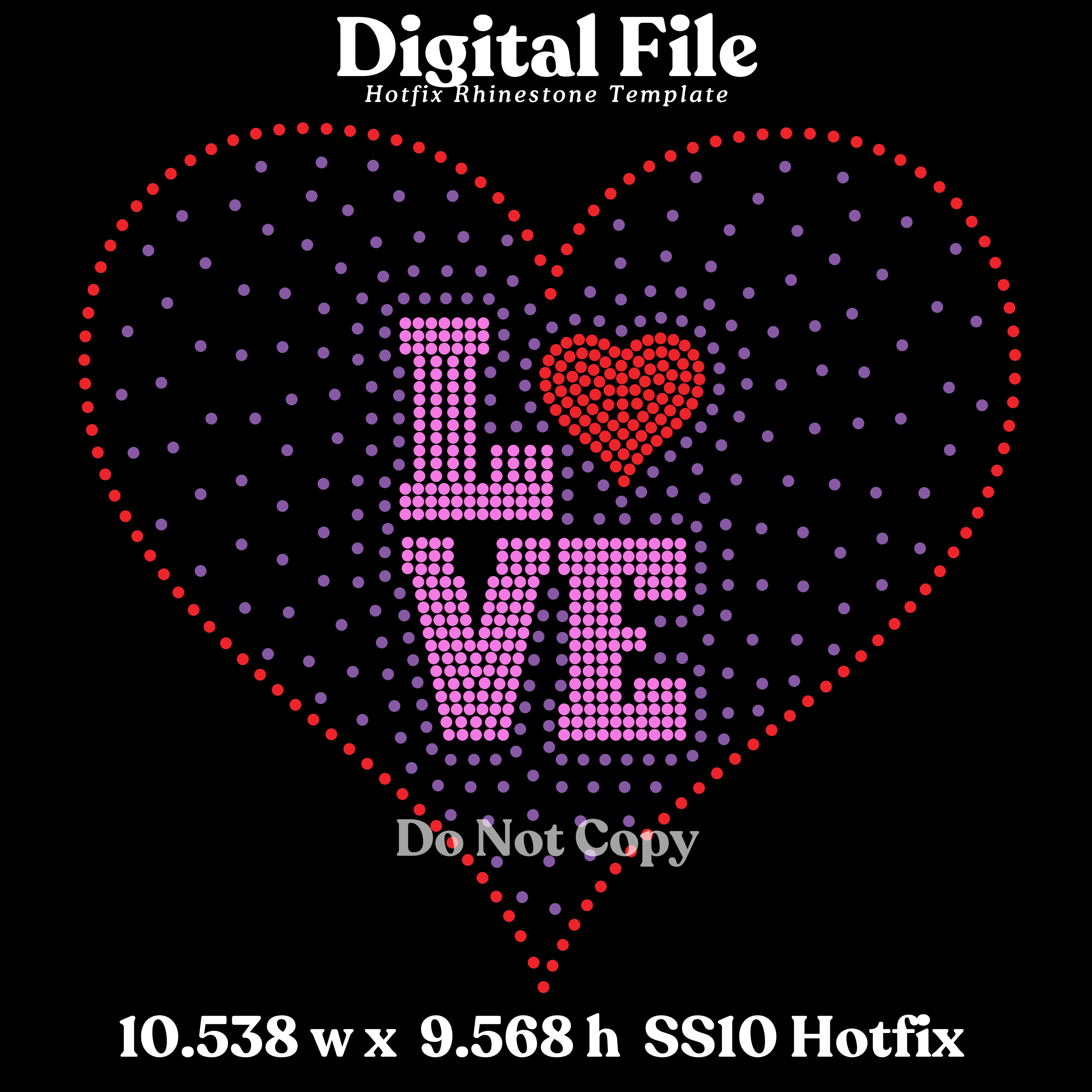 LOVE Heart Rhinestone Template (Digital Download)