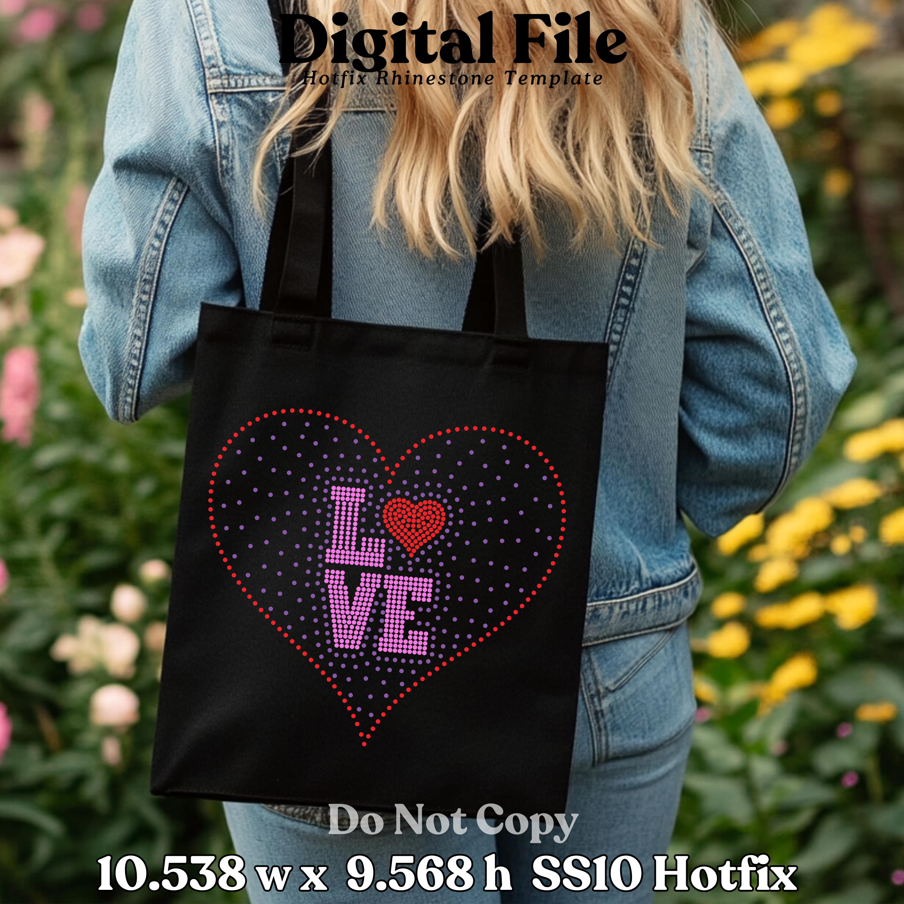 LOVE Heart Rhinestone Template (Digital Download)