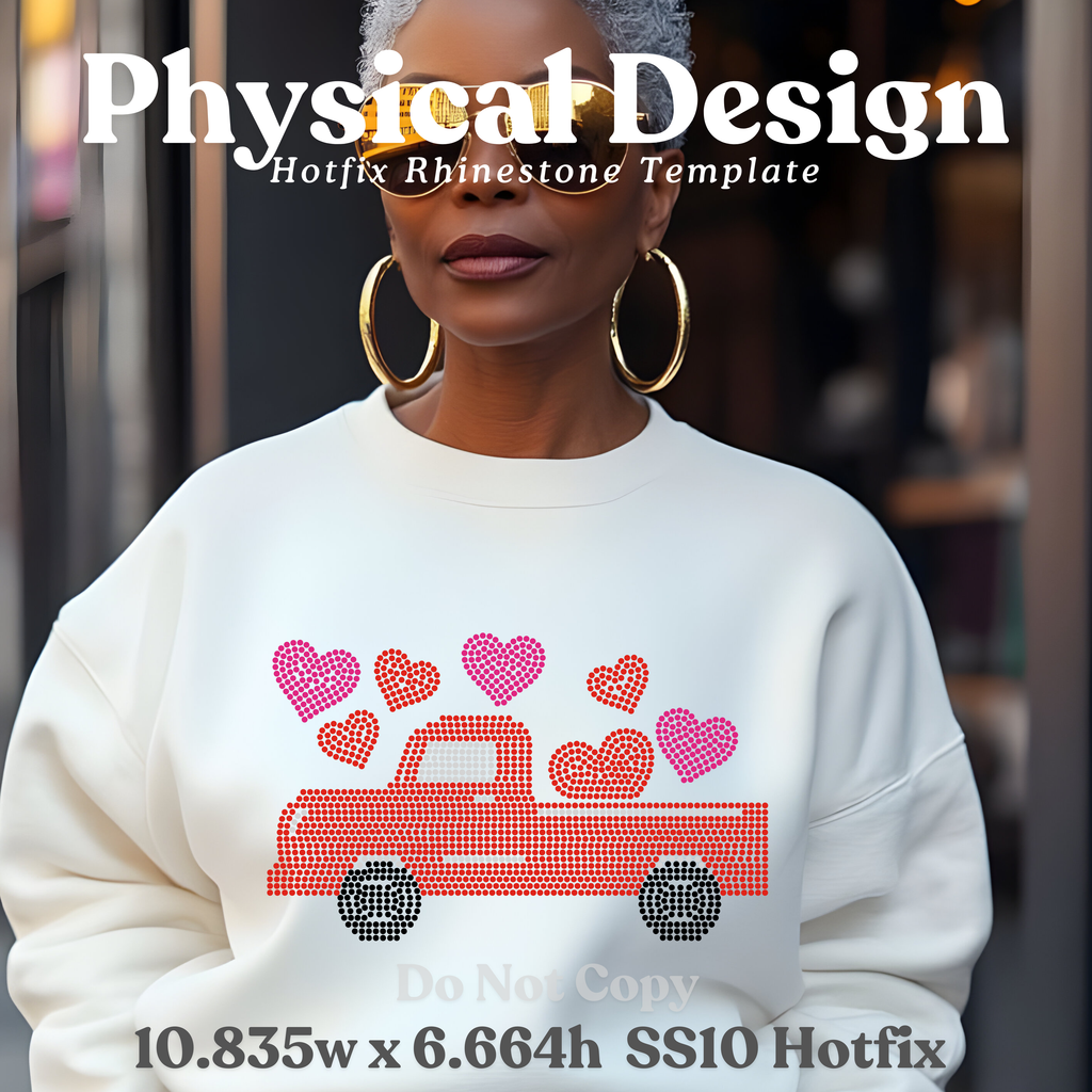 Heart Filled PIckup Truck Rhinestone T-Shirt