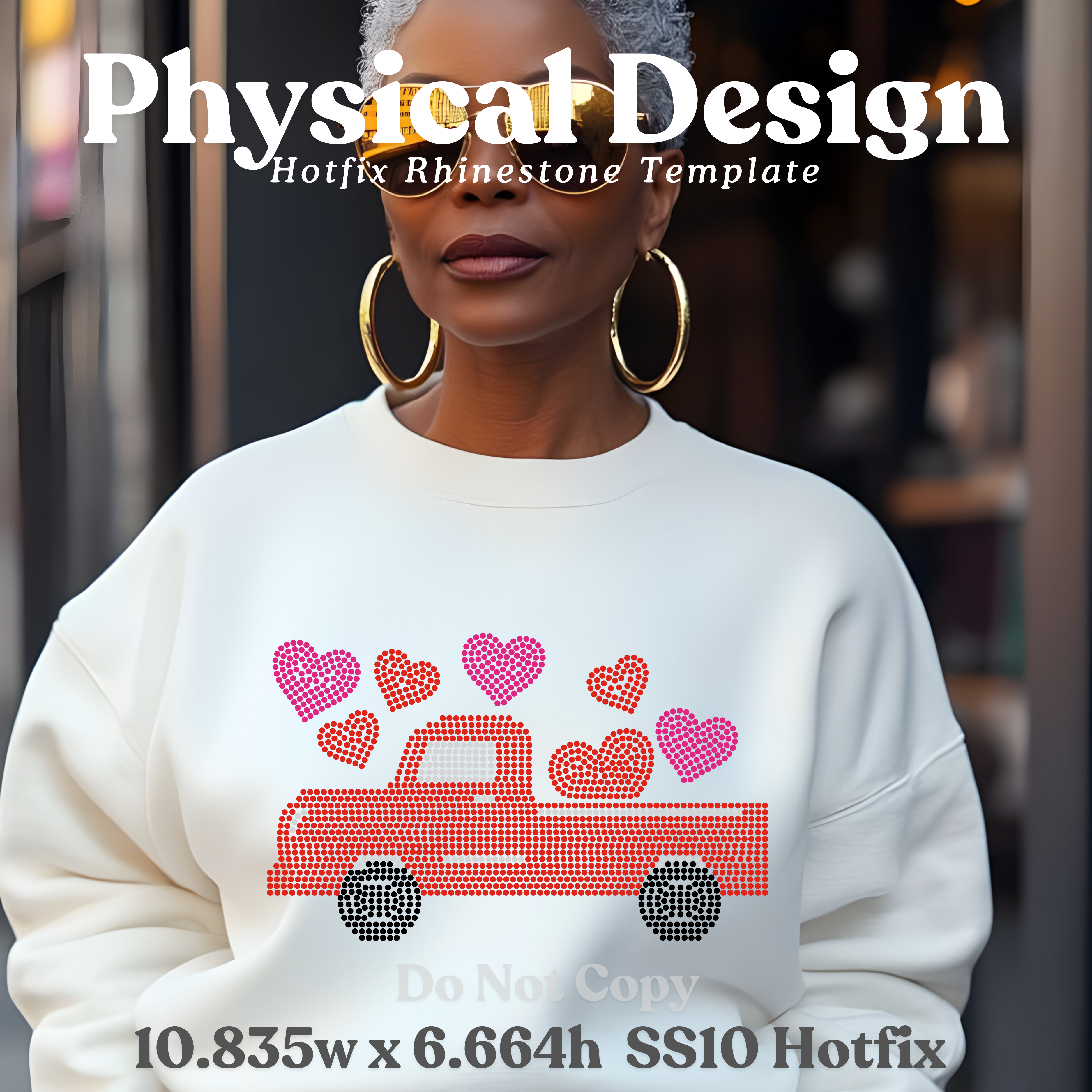 Heart Filled PIckup Truck Rhinestone T-Shirt