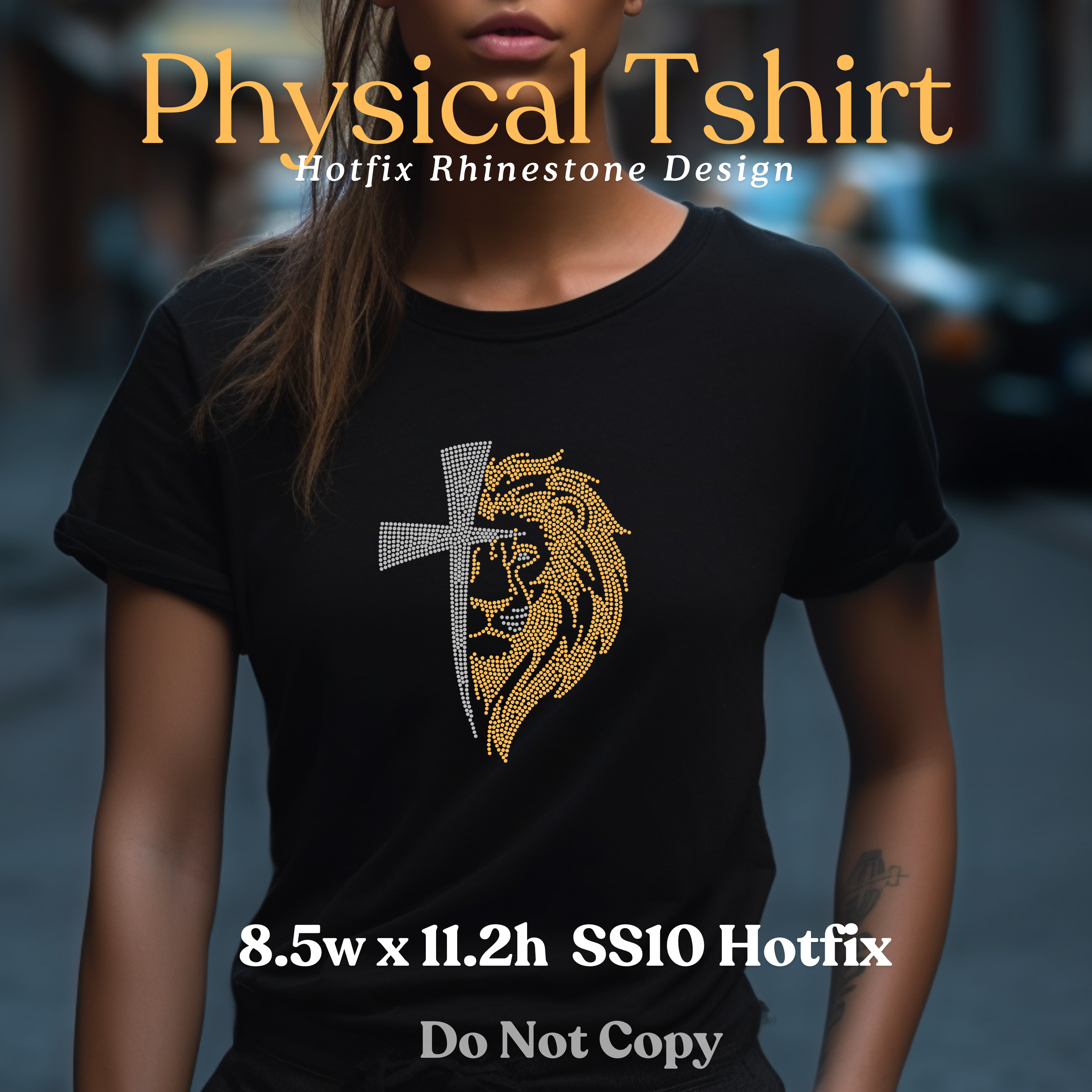 Lion & Cross Rhinestone T-Shirt