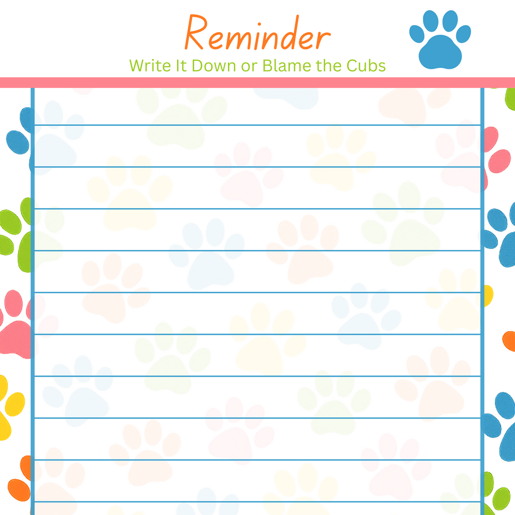 Cub Paw Notepad 3.25 x 8 Inches