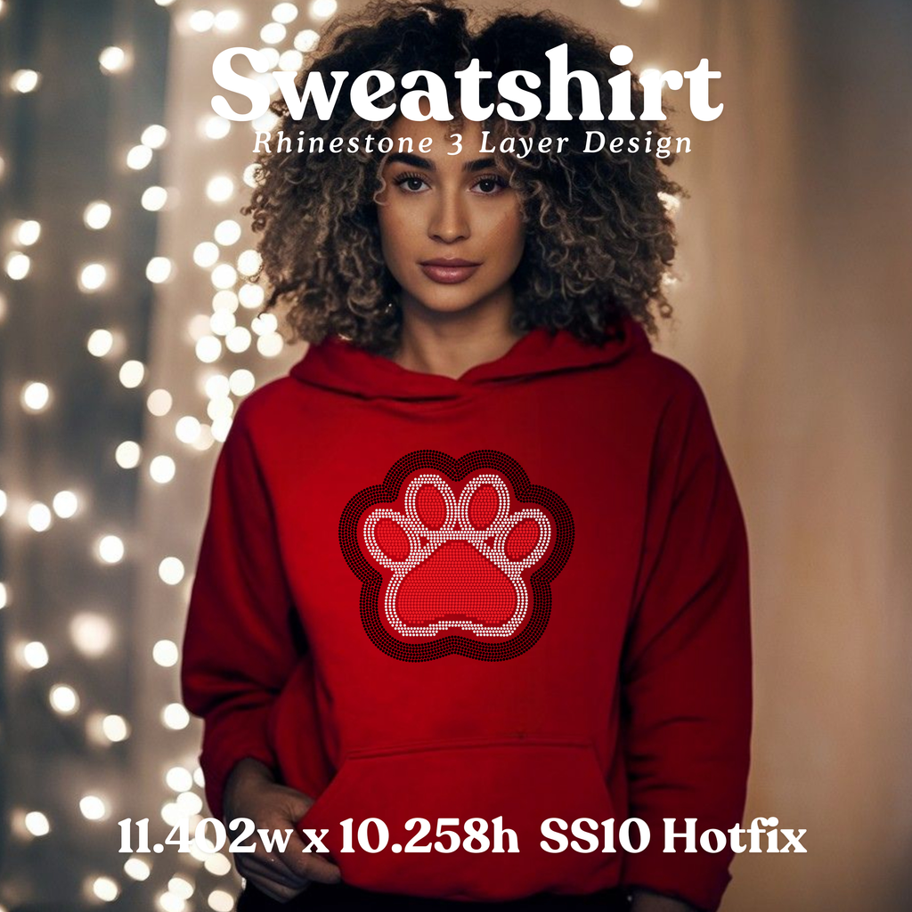 Adult/Large Paw Print Rhinestone Sweatshirt