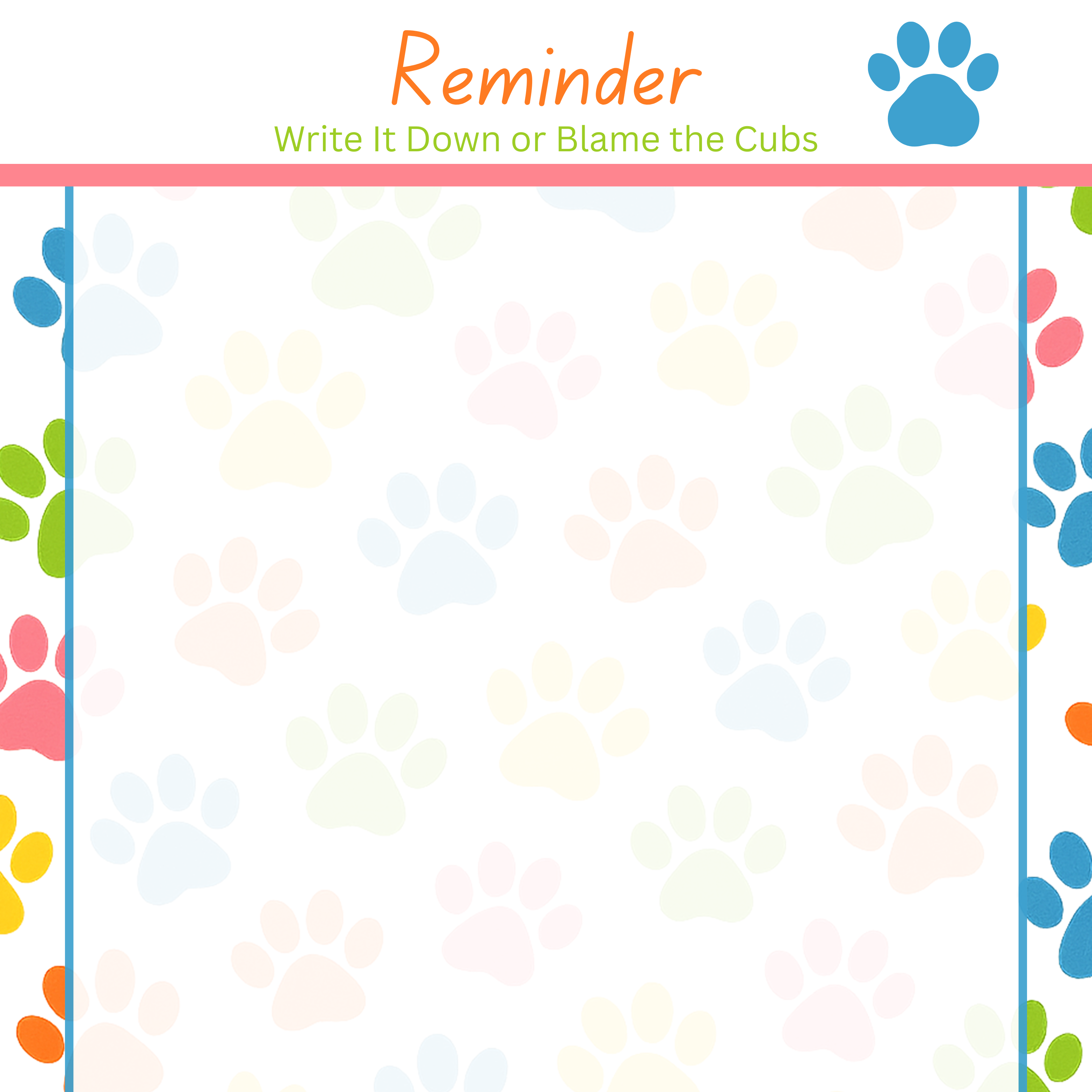 Cub Paw Notepad 3.25 x 8 Inches