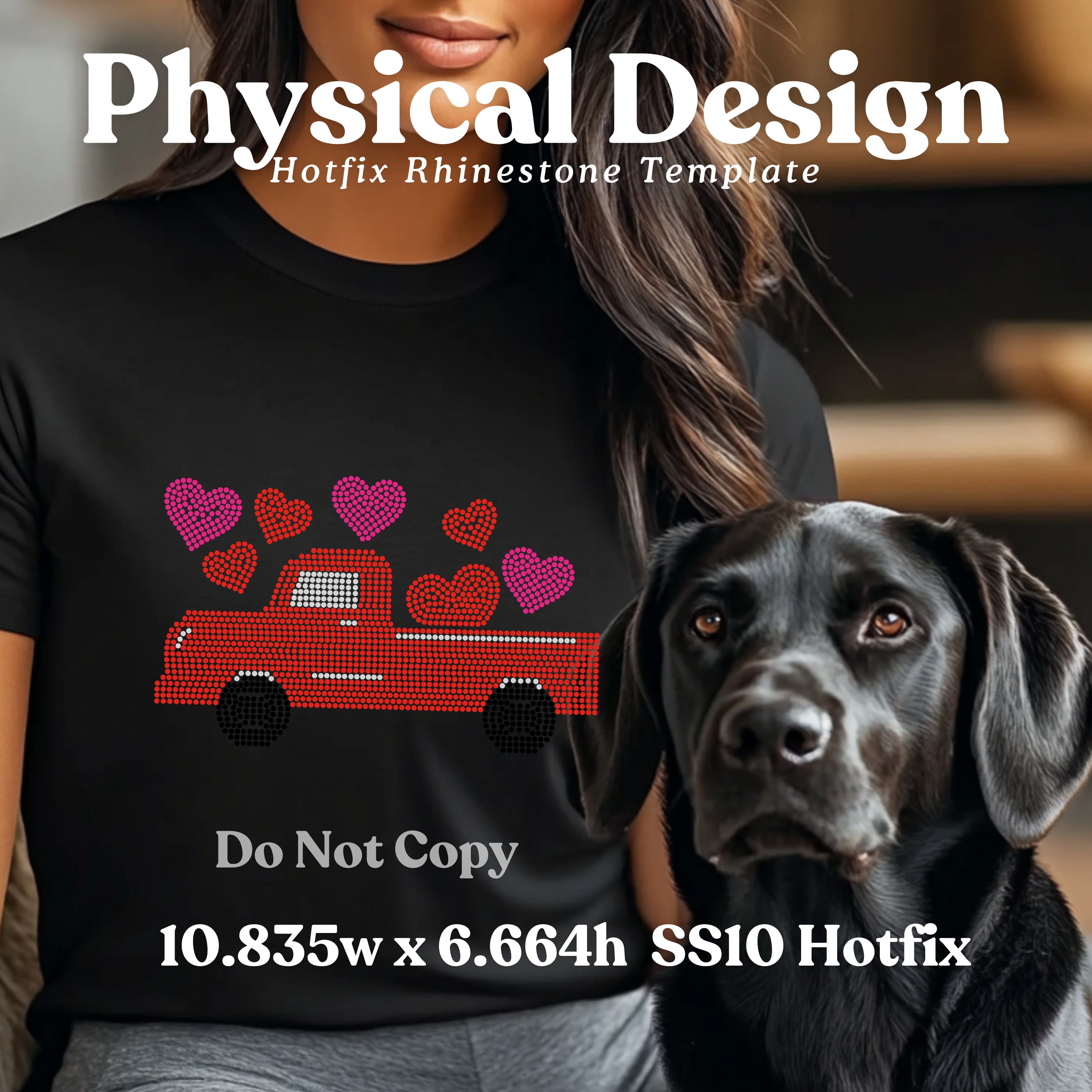 Heart Filled PIckup Truck Rhinestone T-Shirt