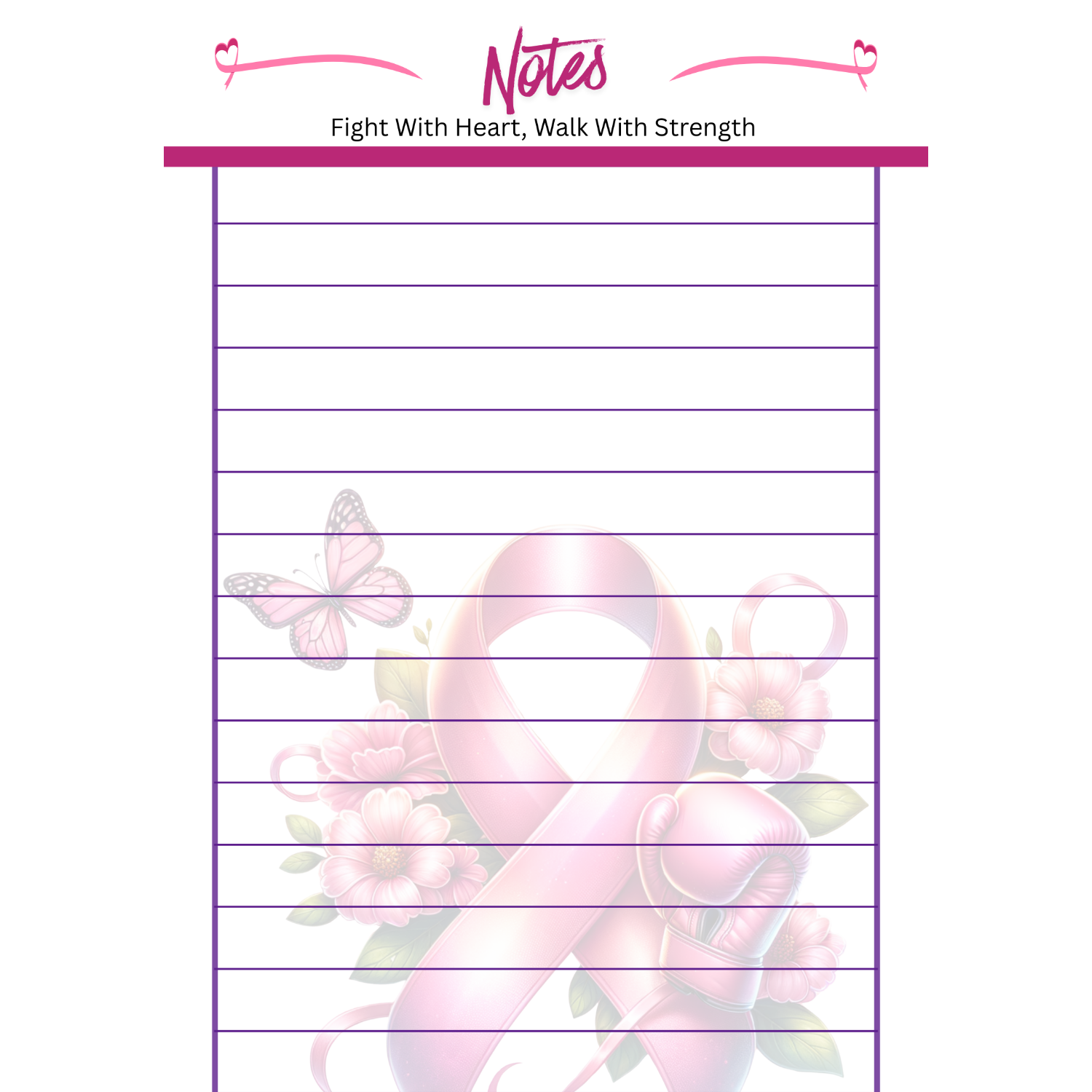 Cancer Fight With Heart 3.25 x 8 Inches