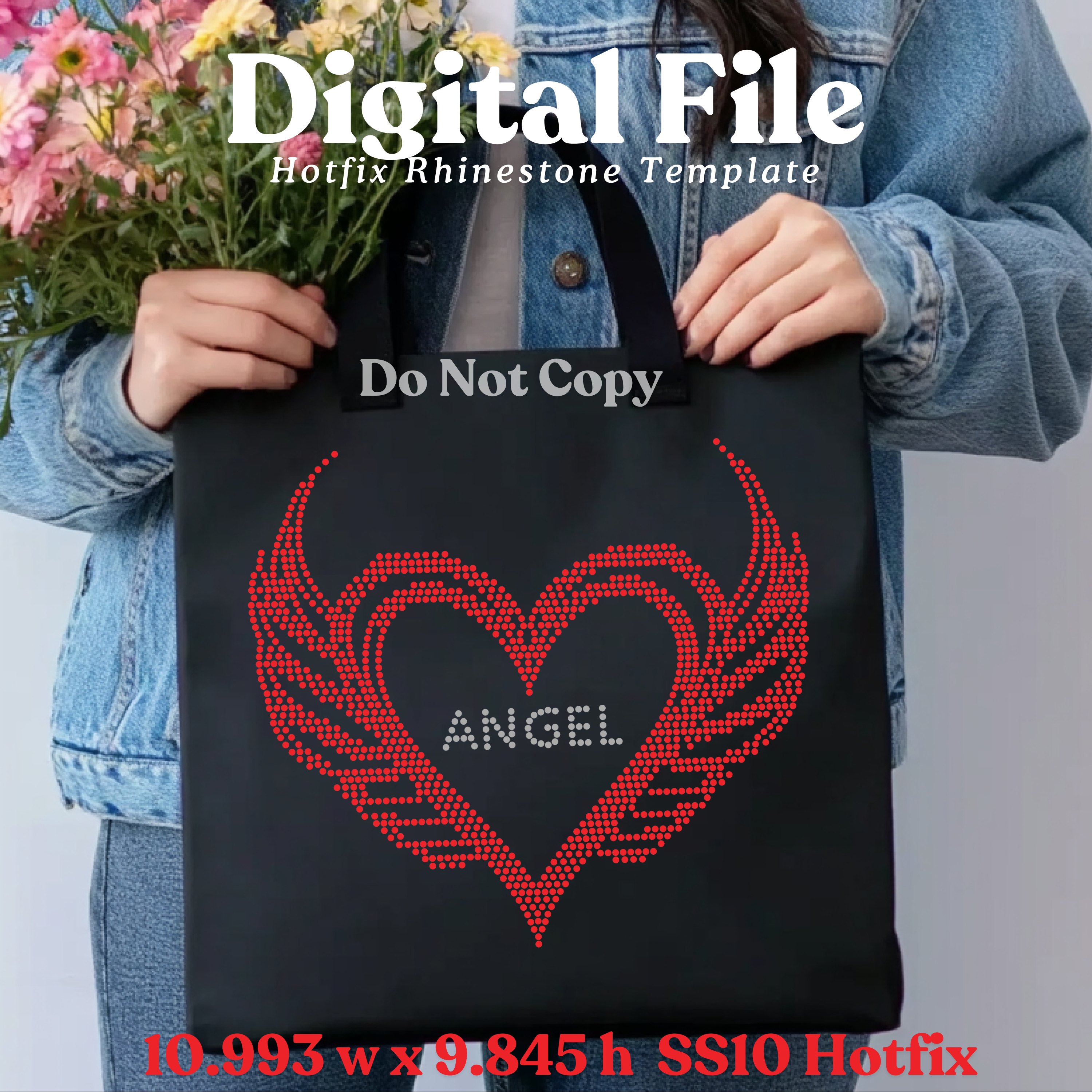 Angel Heart Rhinestone Template (Digital Download)