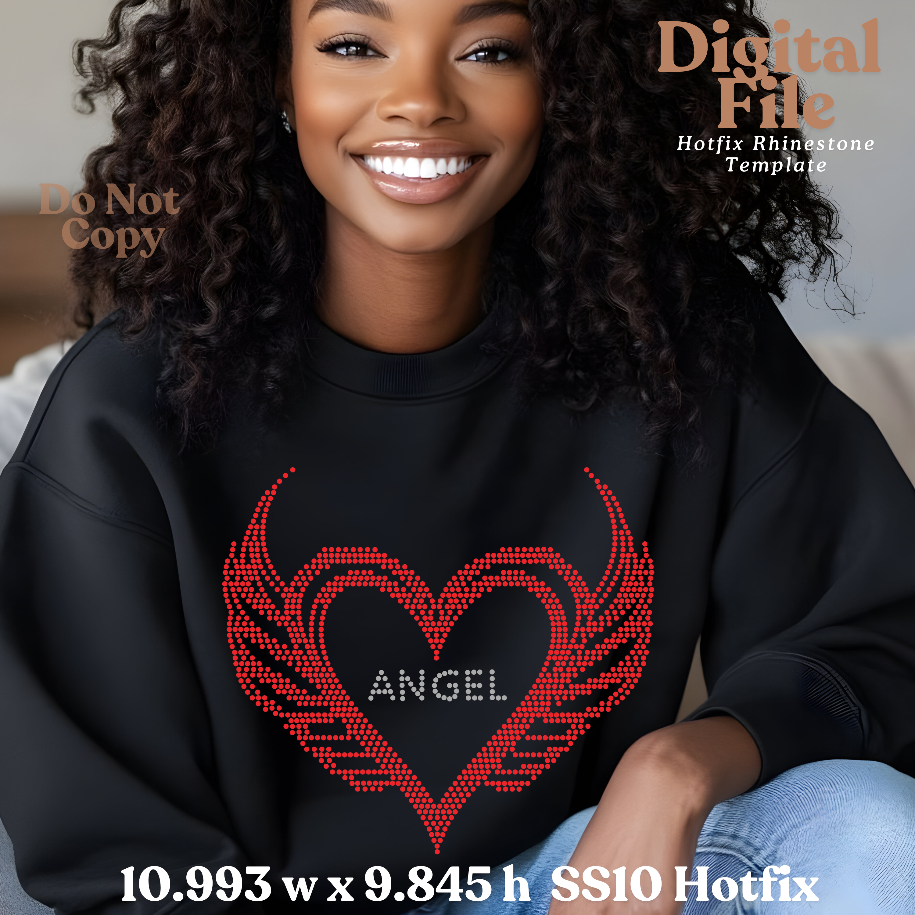Angel Heart Rhinestone Template (Digital Download)