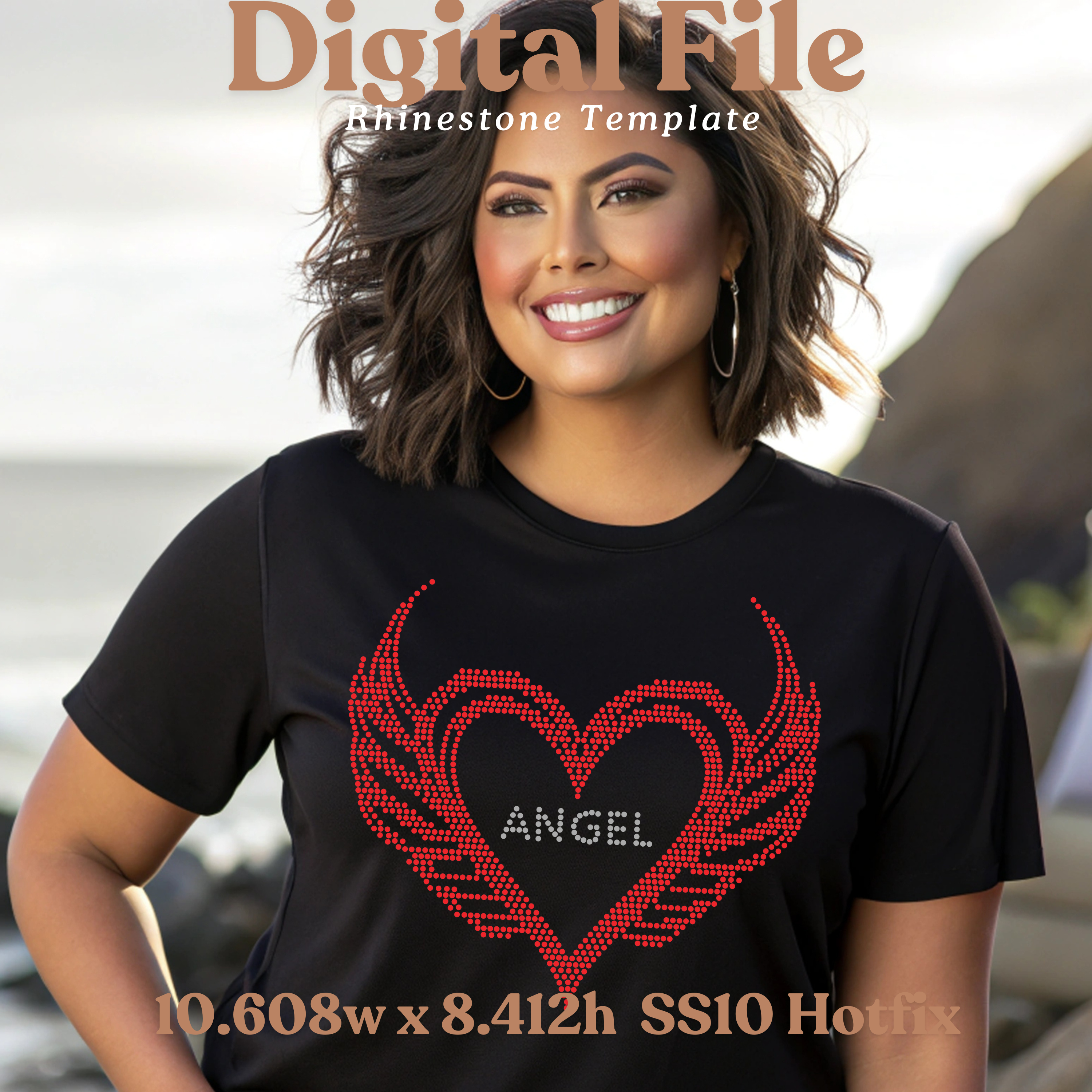 Angel Heart Rhinestone Template (Digital Download)