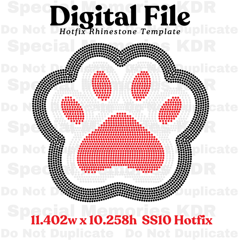 Adult/Large Paw Print Rhinestone Template (Digital Download)