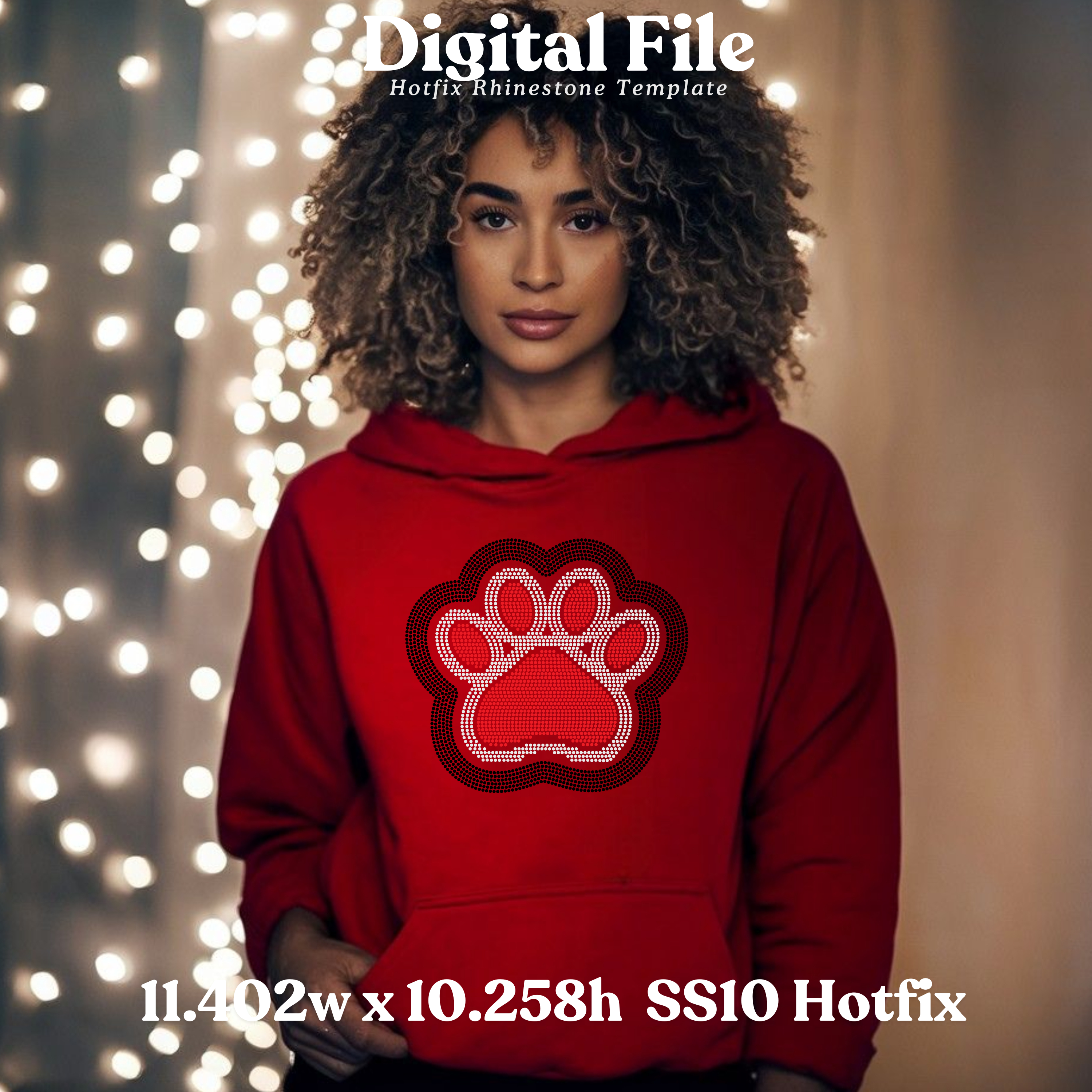 Adult/Large Paw Print Rhinestone Template (Digital Download)