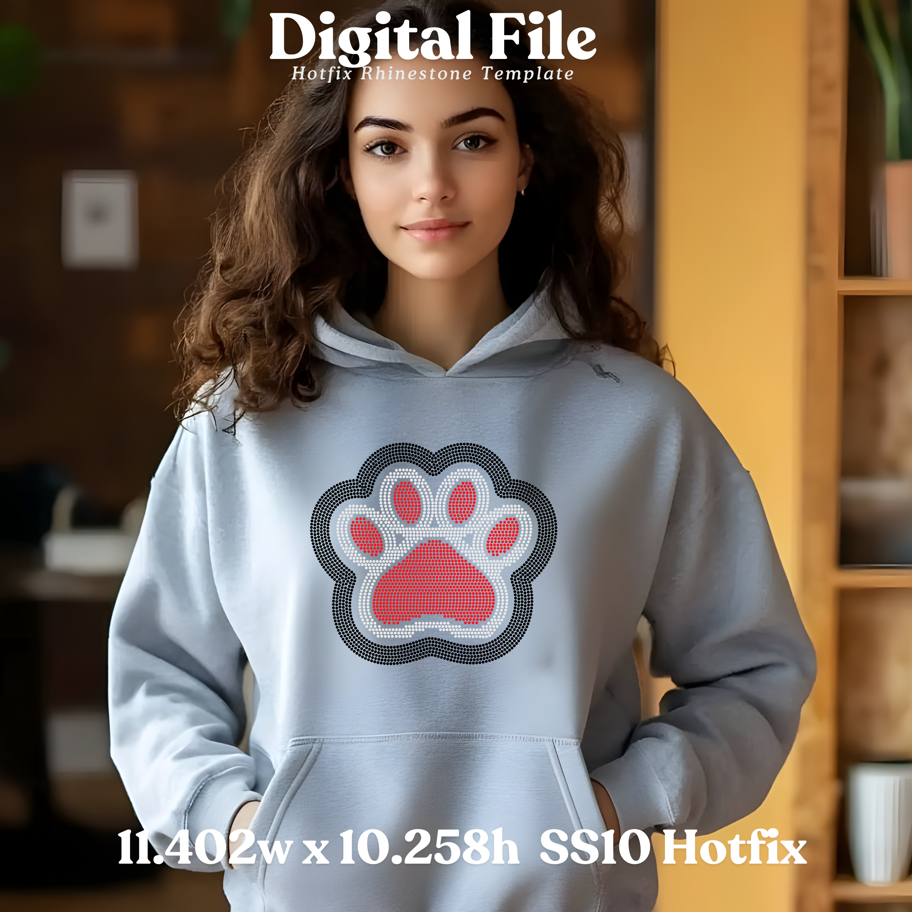 Adult/Large Paw Print Rhinestone Template (Digital Download)