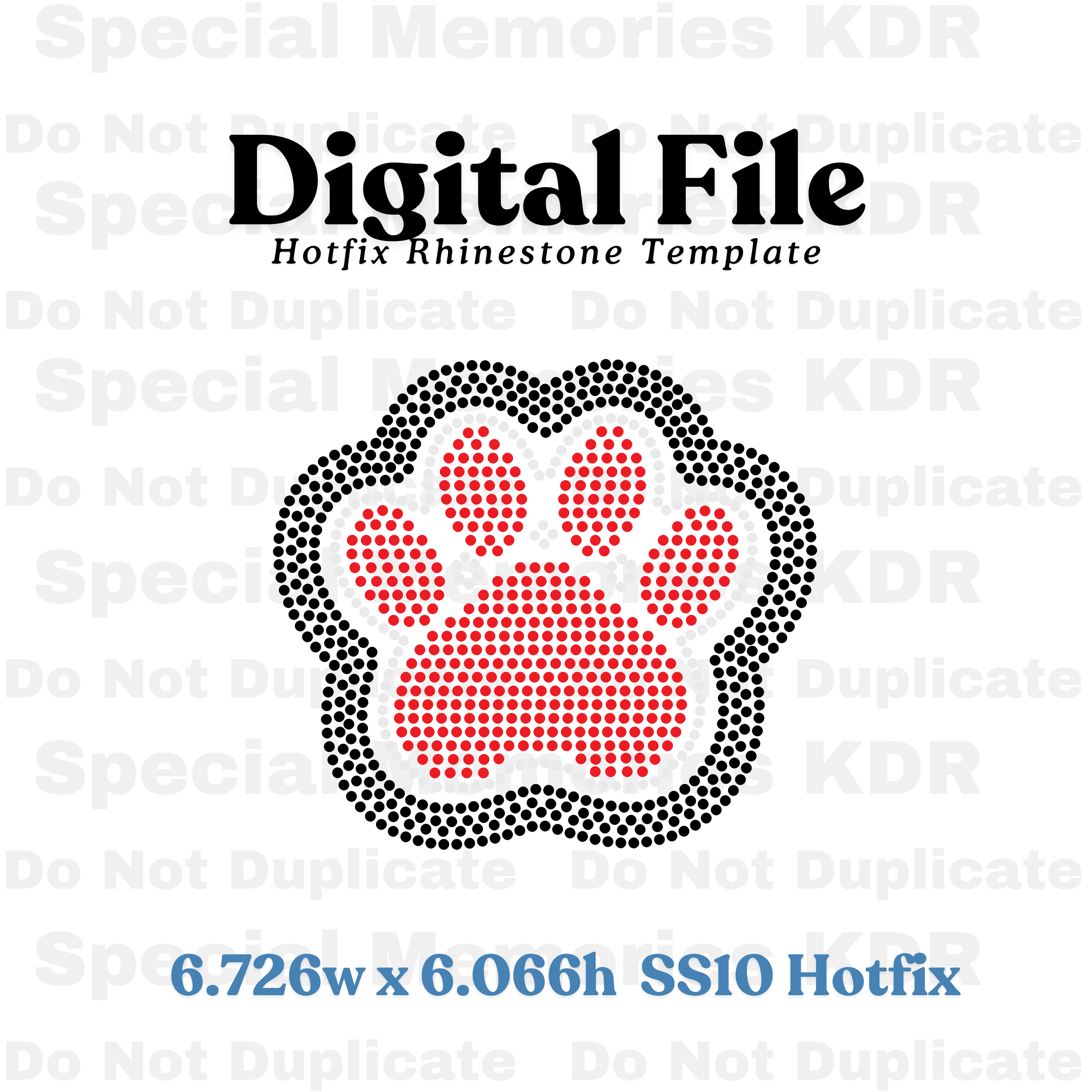 Youth/Small Paw Print Rhinestone Template (Digital Download)