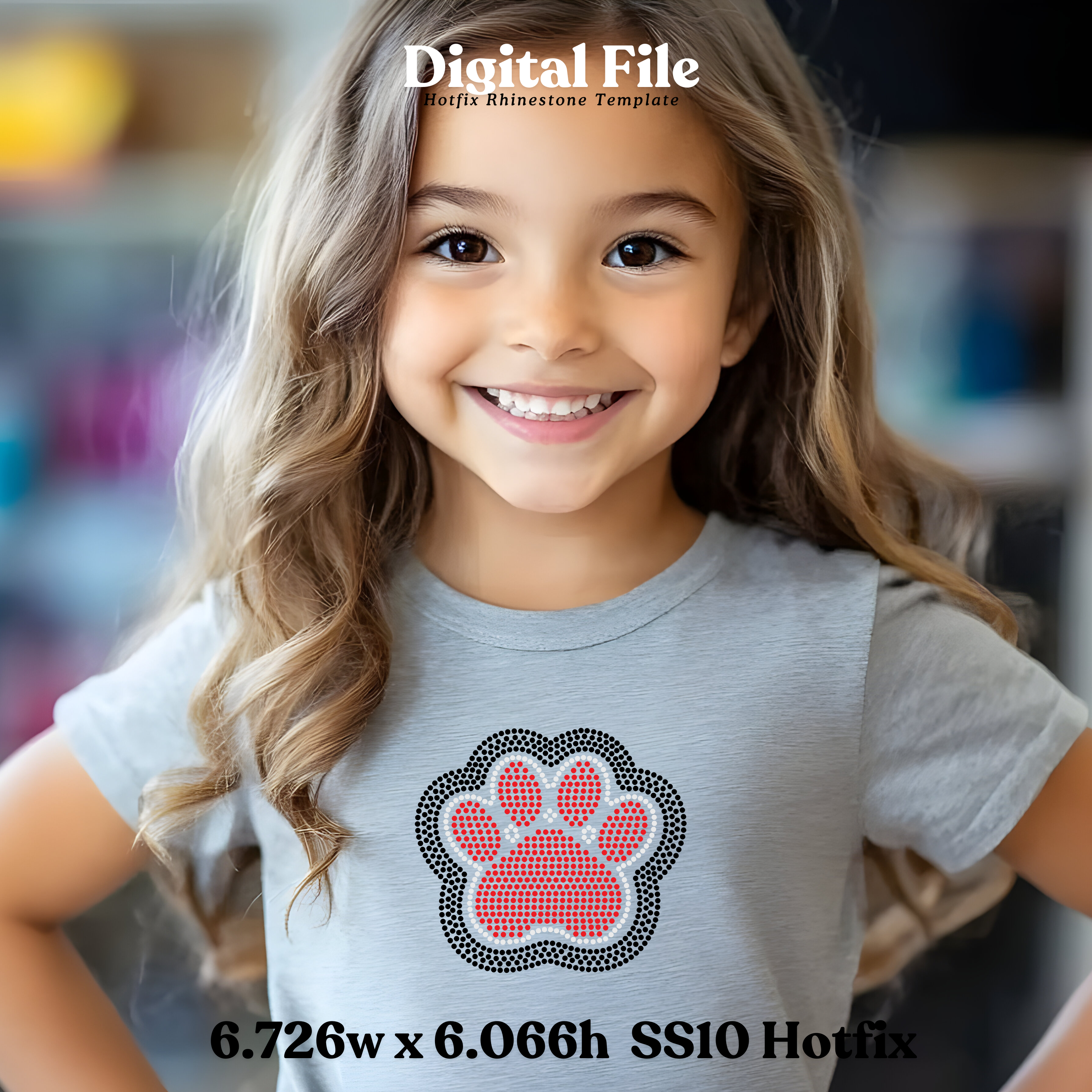 Youth/Small Paw Print Rhinestone Template (Digital Download)