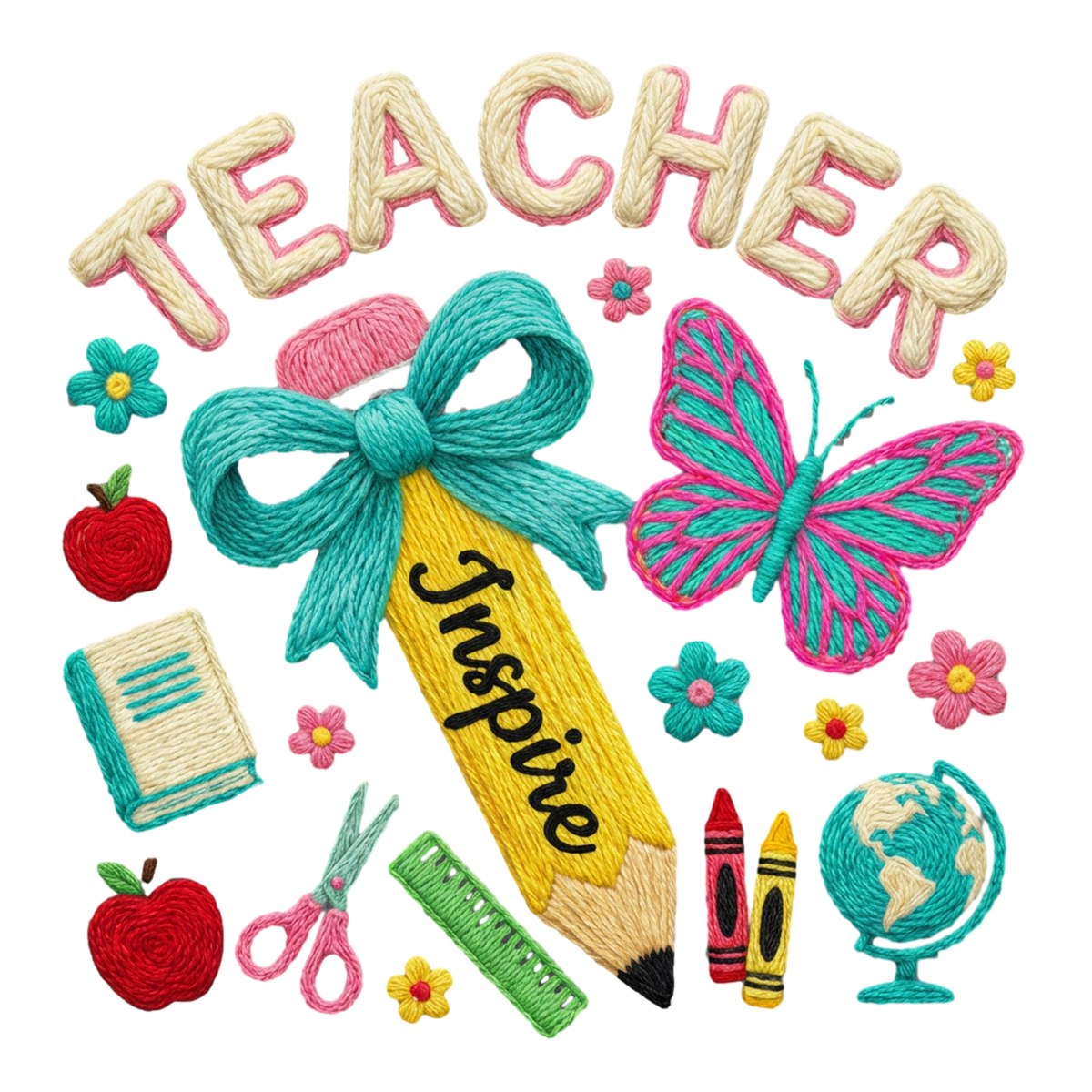 Faux Yarn Teacher Inspire DTF