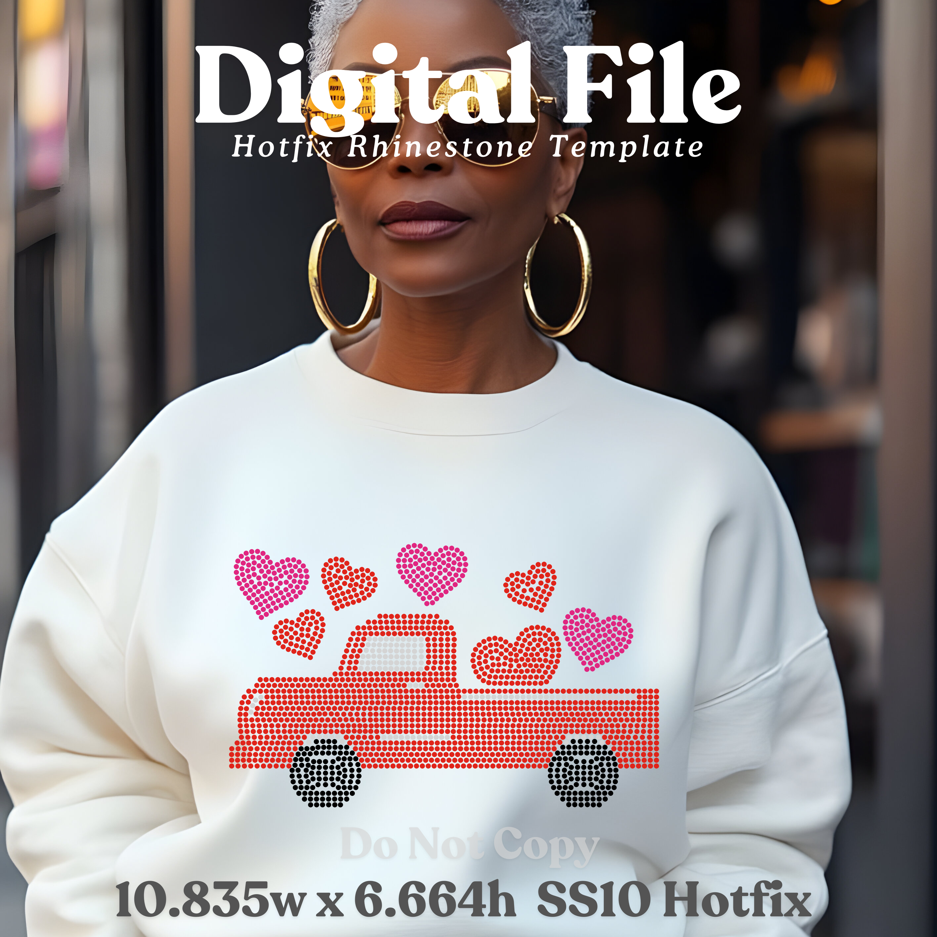 Valentine’s Truck Rhinestone Template (Digital Download)