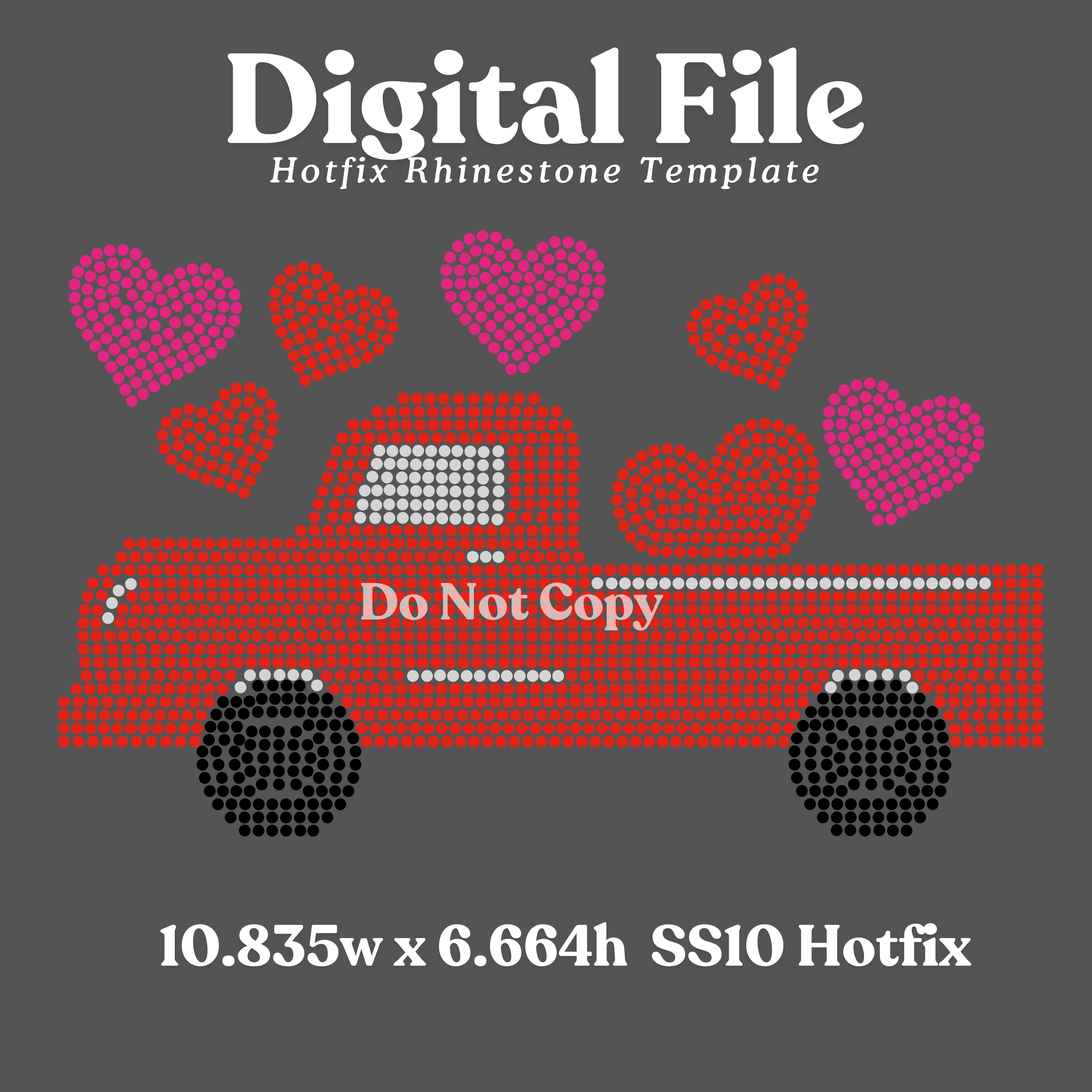 Valentine’s Truck Rhinestone Template (Digital Download)