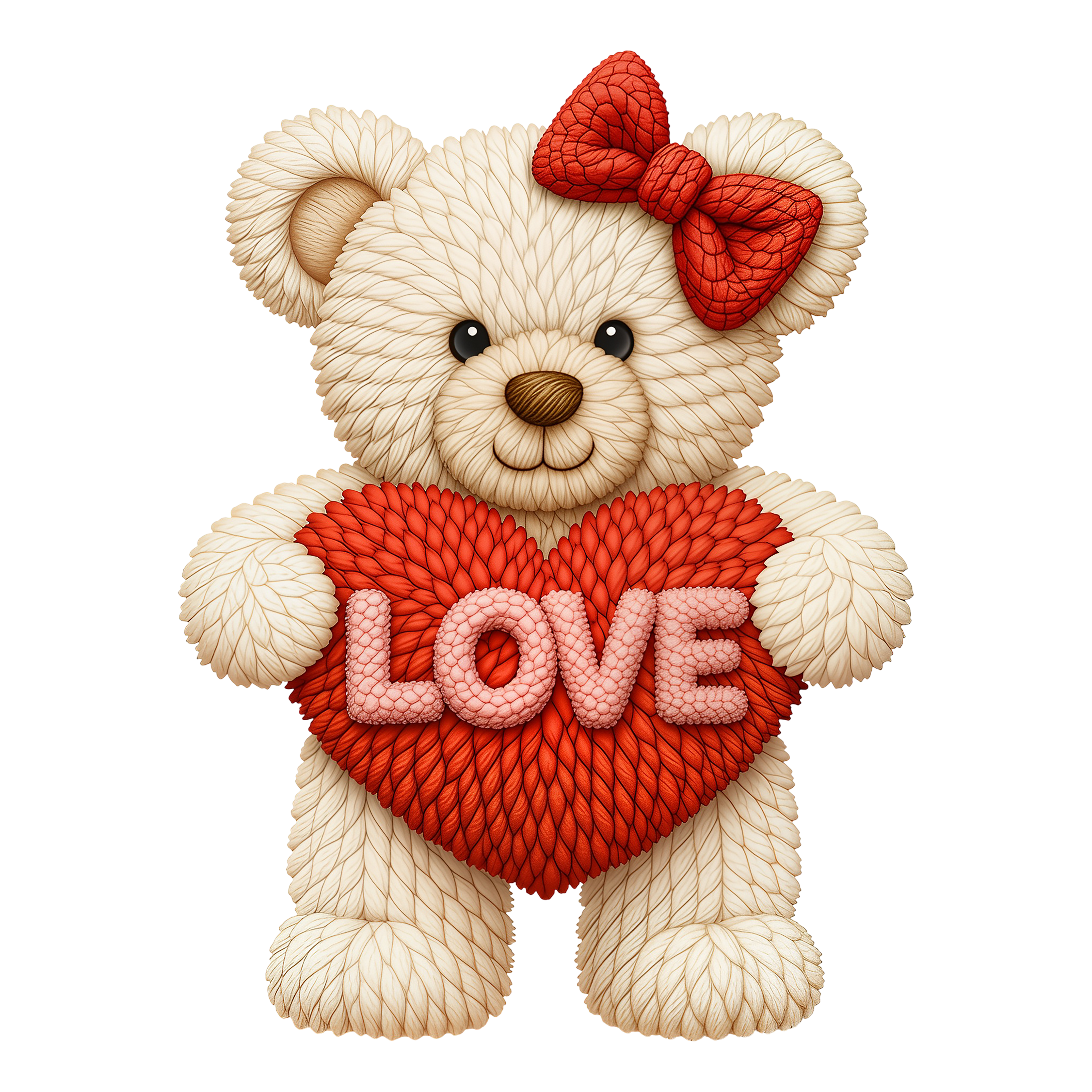 Yarn Teddy Bear with Love Valentine DTF